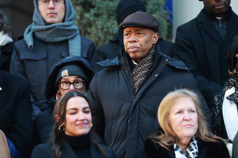 Former New York City Mayor Eric Adams attends the ceremonial swearing-in of Zohran Mamdani