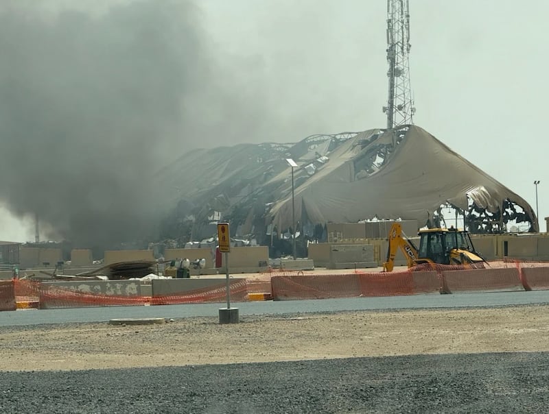 Aftermath of Iranian strike on Camp Buehring, Kuwait, undated photo.