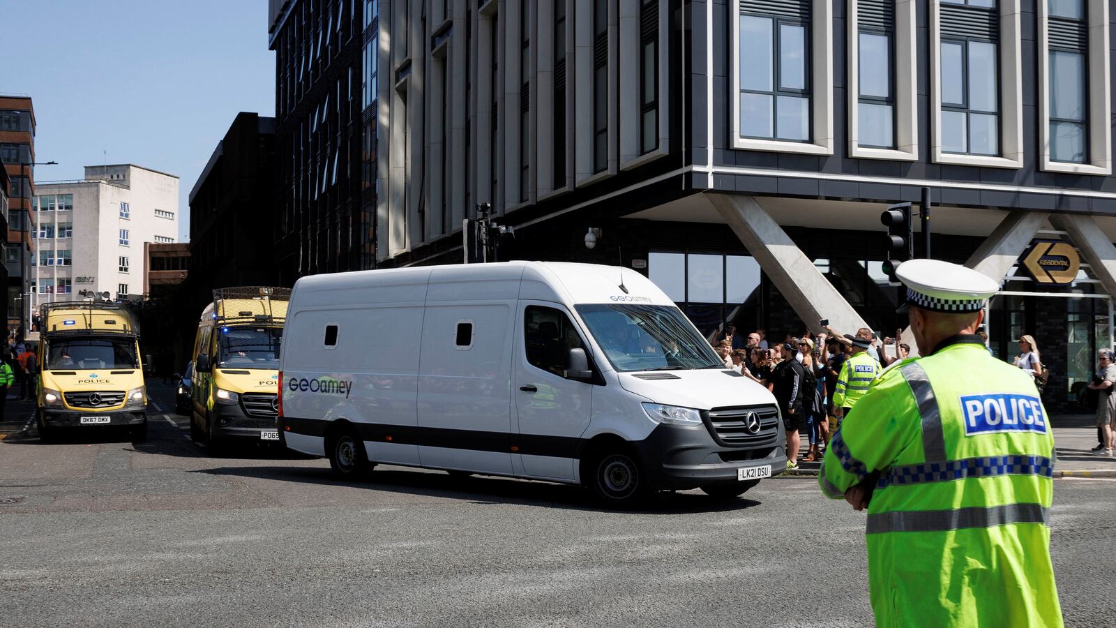 A prison van believed to be transporting Axel Rudakubana