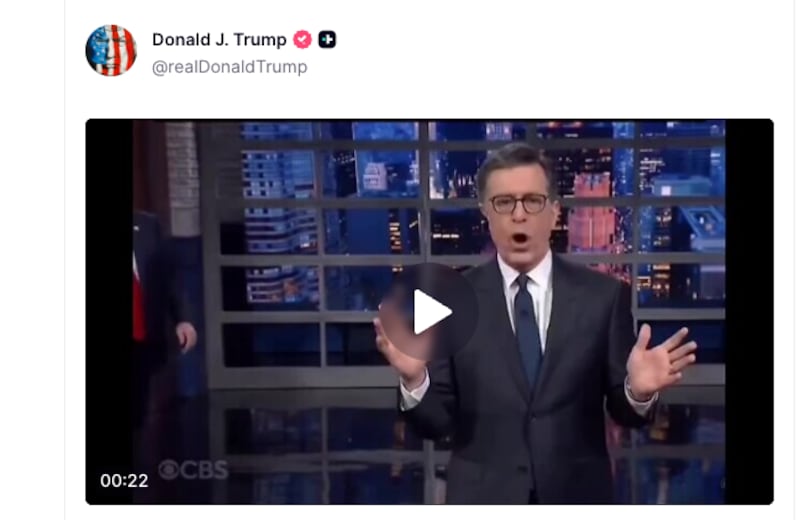 Trump goes after Stephen Colbert—again.