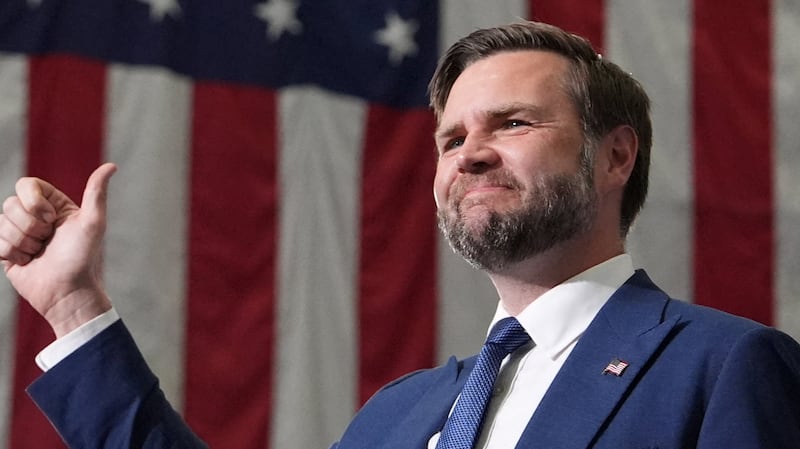 U.S. Vice President JD Vance arrives to discuss anti-fraud initiatives during a visit to Wisconsin Air National Guard's 128th Air Refueling Wing at Milwaukee Mitchell Airport in Milwaukee, Wisconsin, U.S. July 8, 2026.