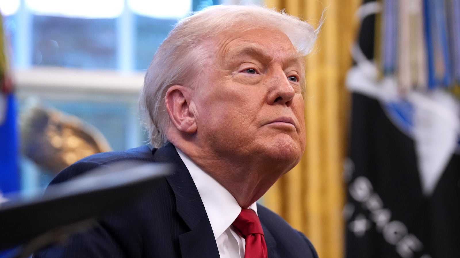 WASHINGTON, DC - NOVEMBER 21: U.S. President Donald Trump delivers remarks during a meeting with New York City Mayor-elect Zohran Mamdani in the Oval Office of the White House on November 21, 2025 in Washington, DC. Trump congratulated Mamdani on his election win as the two political opponents met to discuss policies for New York City, including affordability, public safety, and immigration enforcement. (Photo by Andrew Harnik/Getty Images)