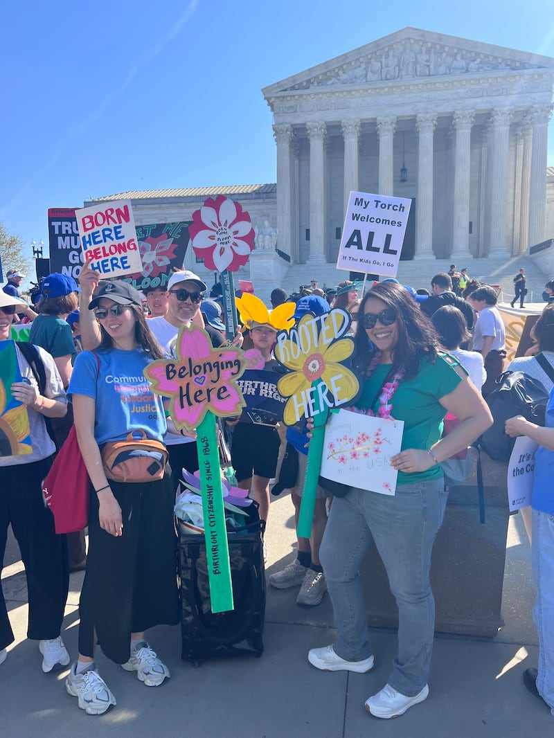 Roslyne Shiao joined protests outside the Supreme Court to fight Trump's bid to upend birthright citizenship.