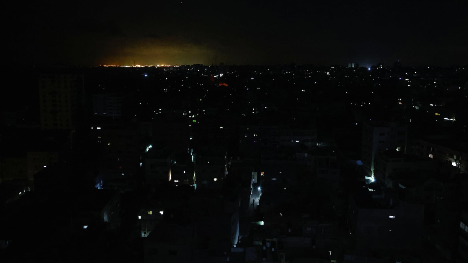 A view of Gaza amid widespread blackouts after the main power plant ran out of fuel and shut down