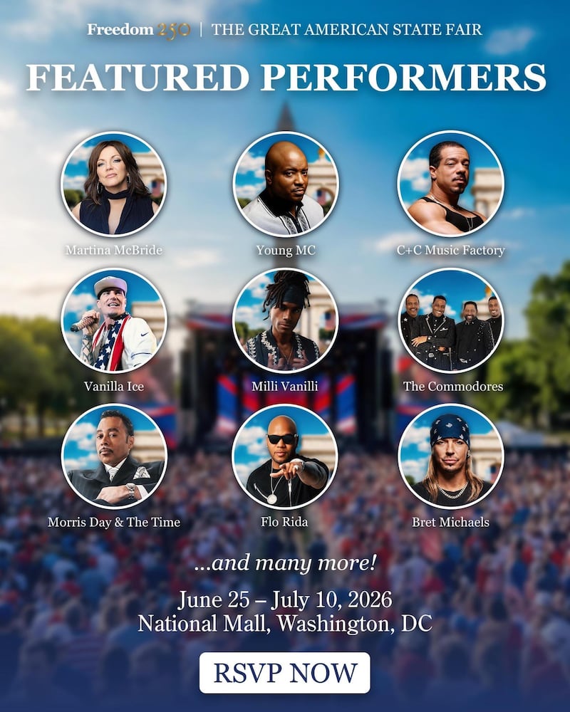 A post announcing the lineup for the Great American State Fair promised an “unforgettable celebration of America’s 250th.”