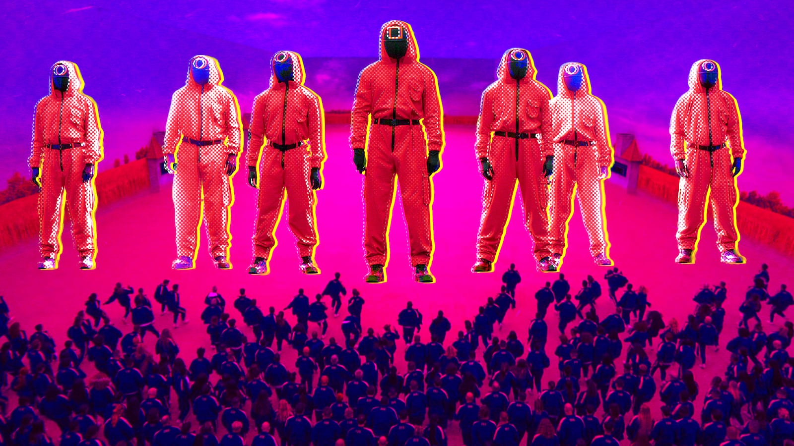 A photo illustration of Netflix's Squid Game: The Challenge.