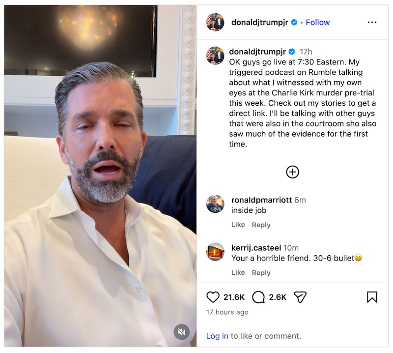 Instagram screenshot/@DonaldTrumpJr