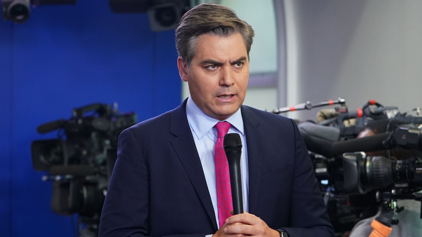 Jim Acosta attends a briefing held by White House Press Secretary Sarah Huckabee Sanders in the White House in Washington, D.C. on October 3, 2018.