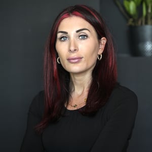 Far-right activist Laura Loomer poses for a photoshoot.