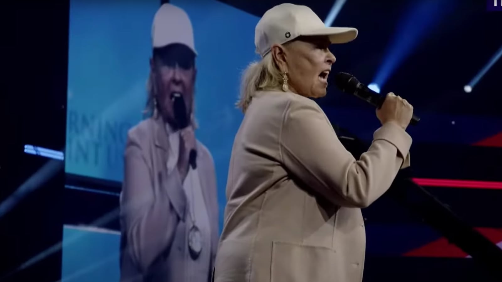 Roseanne Barr speaks at the Turning Point USA AmericaFest conference in Arizona.