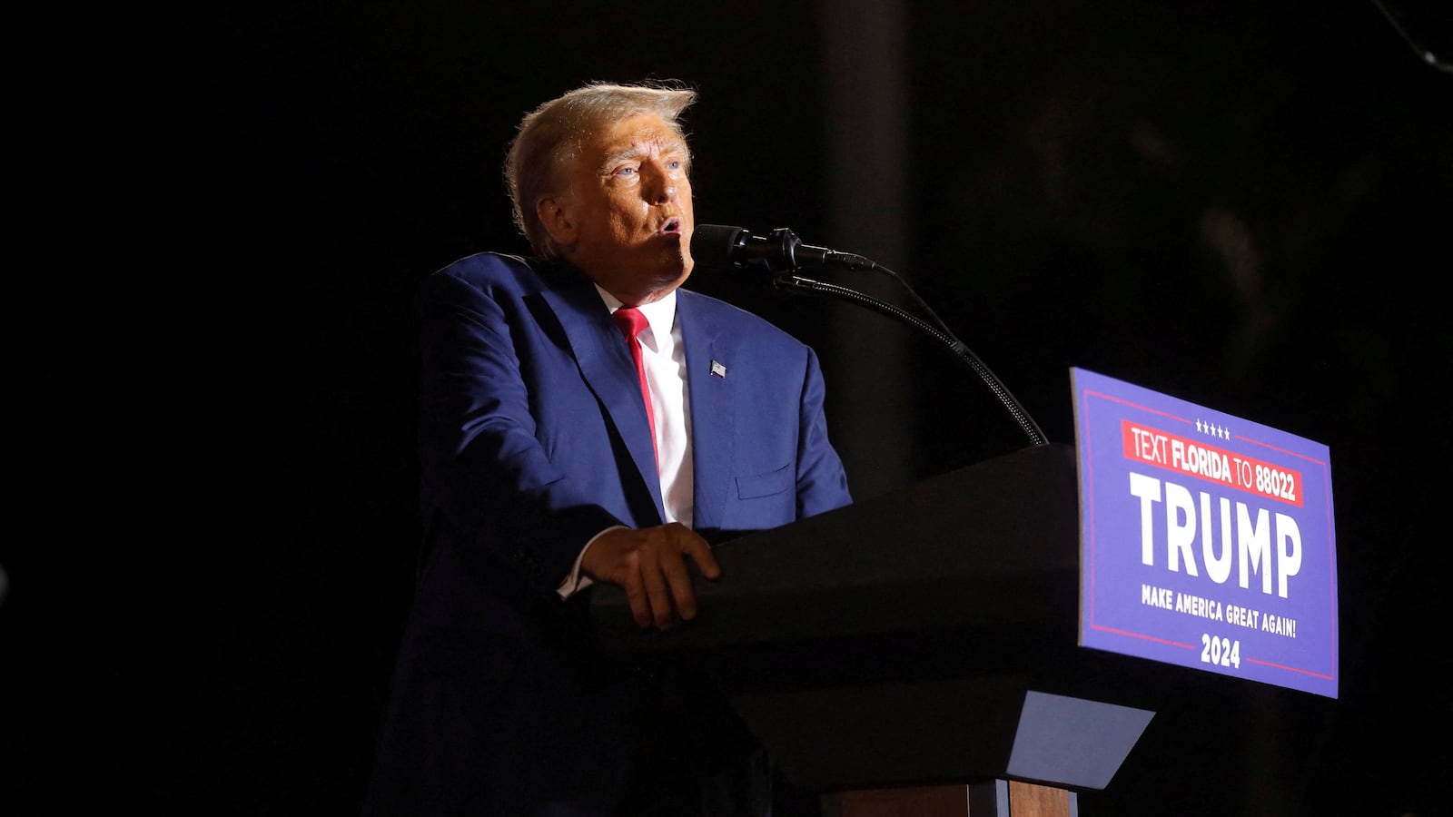 Republican presidential candidate and former U.S. President Donald Trump speaks during a campaign rally.