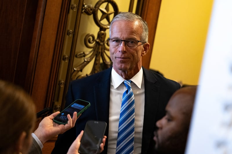 Senate Majority Leader John Thune (R-SD) speaks to the press before walking into the Senate chamber on Capitol Hill in Washington, D.C., U.S., July 23, 2026. REUTERS/Annabelle Gordon