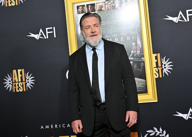 Russell Crowe attends premiere of his film Nuremberg in October.