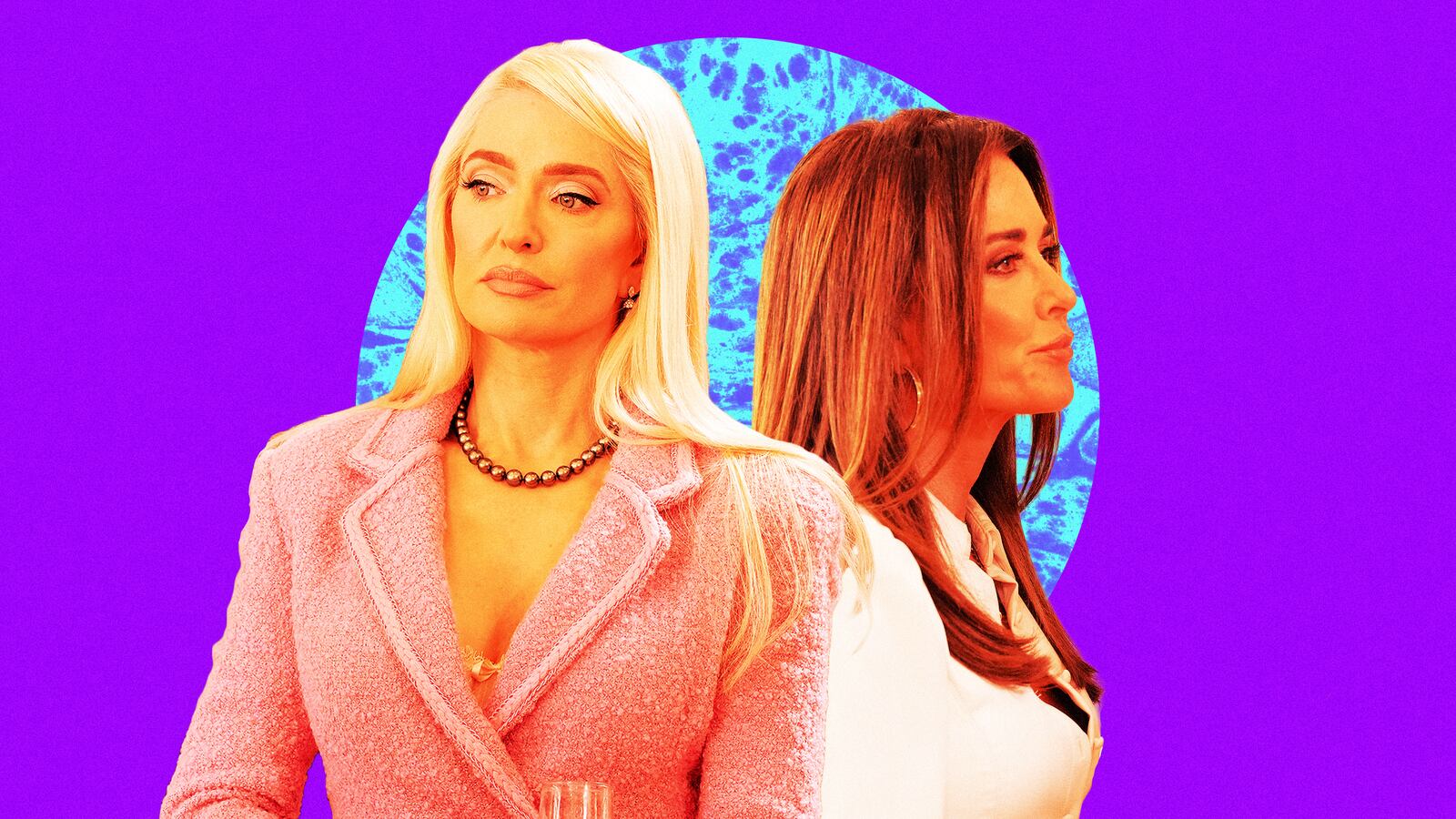 A photo illustration of Erika and Kyle on RHOBH.