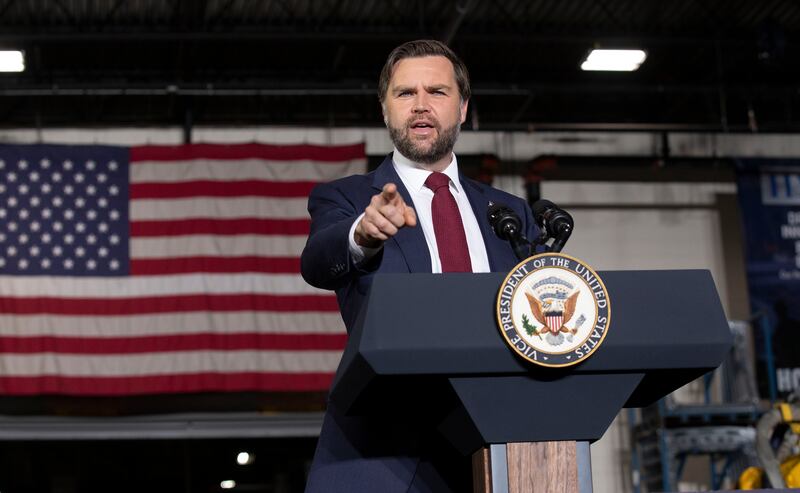 HOWELL, MICHIGAN - SEPTEMBER 17: Vice President JD Vance delivers remarks at Hatch Stamping on September 17, 2025 in Howell, Michigan. Vance spoke about tax cuts that were passed by Congress this year and how they would benefit businesses and families. (Photo by Bill Pugliano/Getty Images)