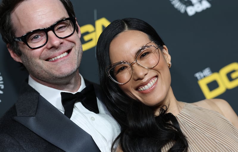 Ali Wong and Bill Hader attend the 77th Annual DGA Awards (Directors Guild of America) at the Beverly Hilton hotel in Beverly Hills, California, February 8, 2025. (Photo by Valerie MACON / AFP) (Photo by VALERIE MACON/AFP via Getty Images)
