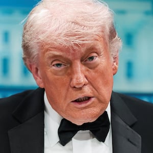 U.S. President Donald Trump during the press briefing at the White House, following the shooting during the annual White House Correspondents’ Association dinner, in Washington, D.C., U.S., April 25, 2026.