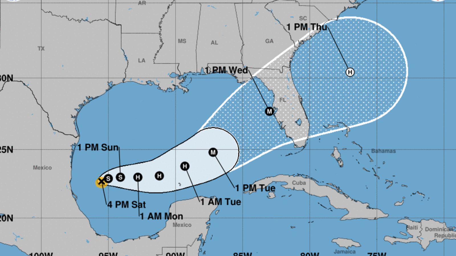Diagram projecting Tropical Storm Milton.