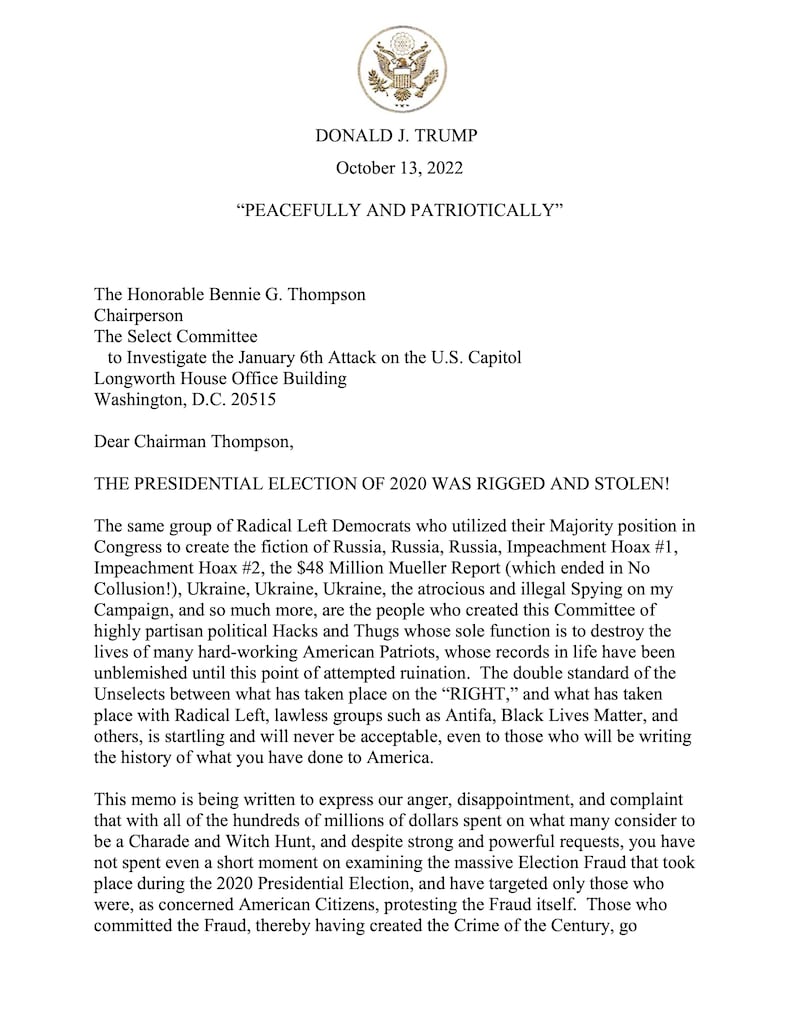 Donald J. Trump/Jan. 6 congressional committee
