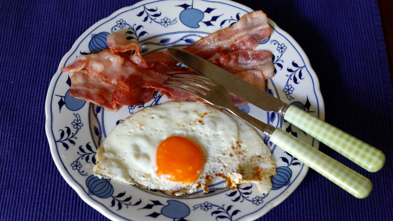 Bacon and eggs on a plate