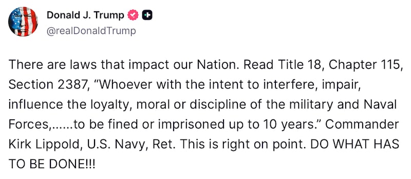 Donald Trump fixes his original Truth Social post.