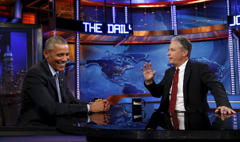 U.S. President Barack Obama makes an appearance on The Daily Show with Jon Stewart in New York July 21, 2015
