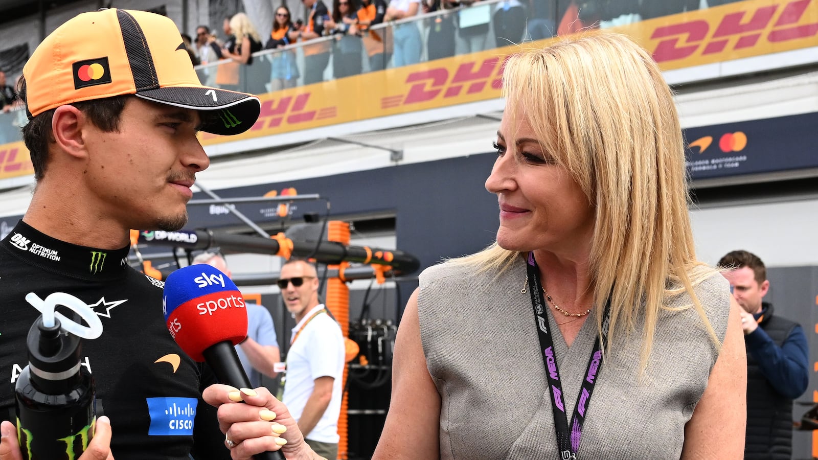 Rachel Brookes interviewing Lando Norris