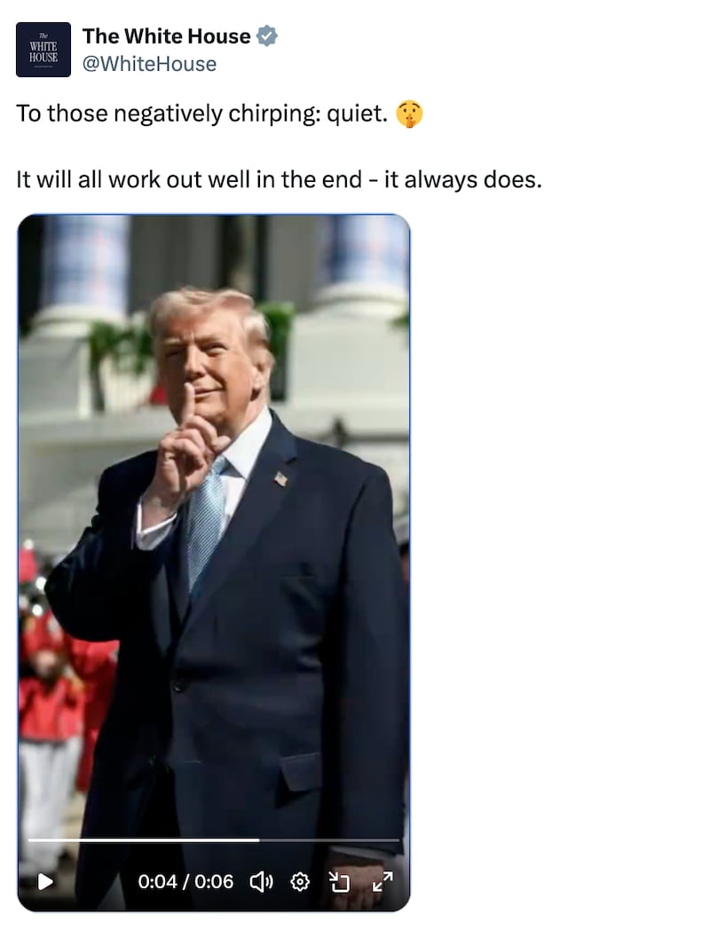 Screengrab of the White House’s X post.