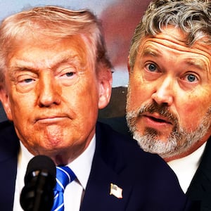 Donald Trump, Thomas Massie, in front of an image of the bombing in Venezuela