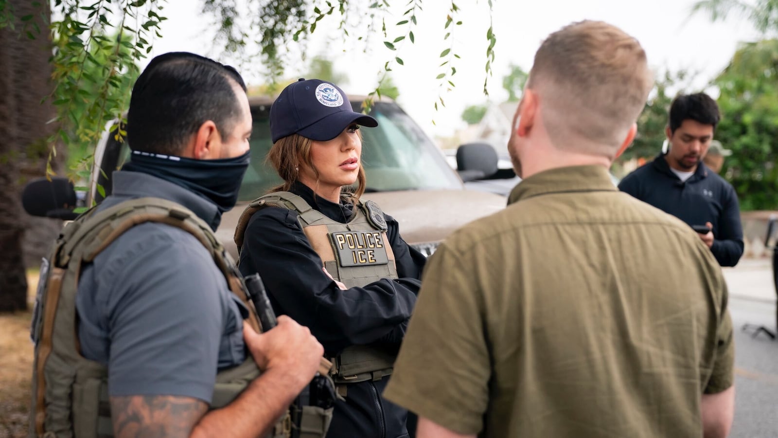 Homeland Security Secretary Kristi Noem has accompanied ICE agents on numerous raids this year. Oftentimes, she is the only official who is not concealing their identity with a neck gaiter or mask.