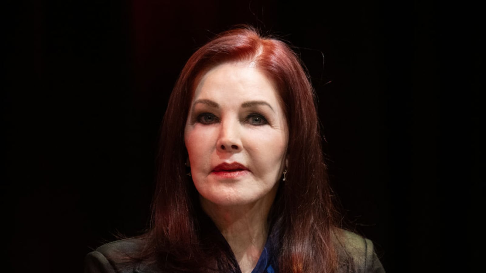 Priscilla Presley speaks at a press conference ahead of her talk show "An intimate evening with Priscilla Presley".