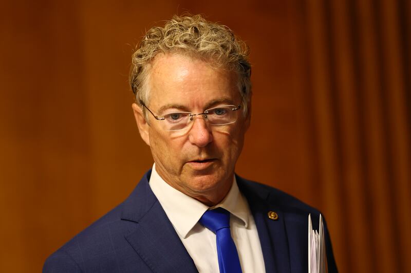 WASHINGTON, DC - JULY 15: Sen. Rand Paul (R-KY) arrives for a confirmation hearing at the Senate Committee on Foreign Relations in the Dirksen Senate Office Building on July 15, 2025 in Washington, DC. Waltz, who was nominated by U.S. President Donald Trump to be the next U.S. Ambassador to the United Nations, previously served as the National Security Adviser. He resigned from that position after facing scrutiny for his involvement in creating a Signal chat that mistakenly included a journalist. This chat discussed sensitive plans for a military strike on Houthi targets in Yemen. (Photo by Michael M. Santiago/Getty Images)