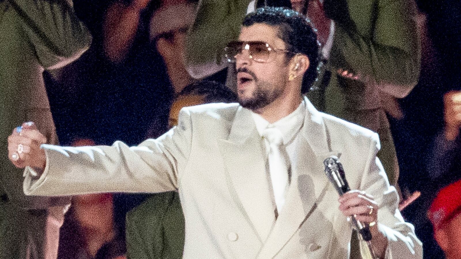 Bad Bunny performs on stage