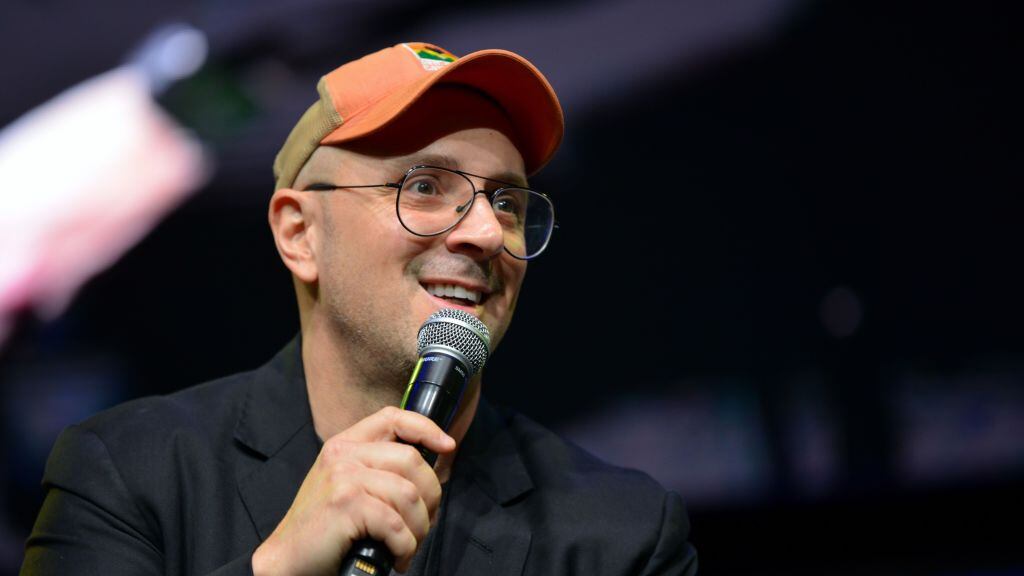 Steve Burns speaks onstage during the Steve from "Blue's Clues" panel at 2022 Los Angeles Comic Con at Los Angeles Convention Center on December 03, 2022 in Los Angeles, California.