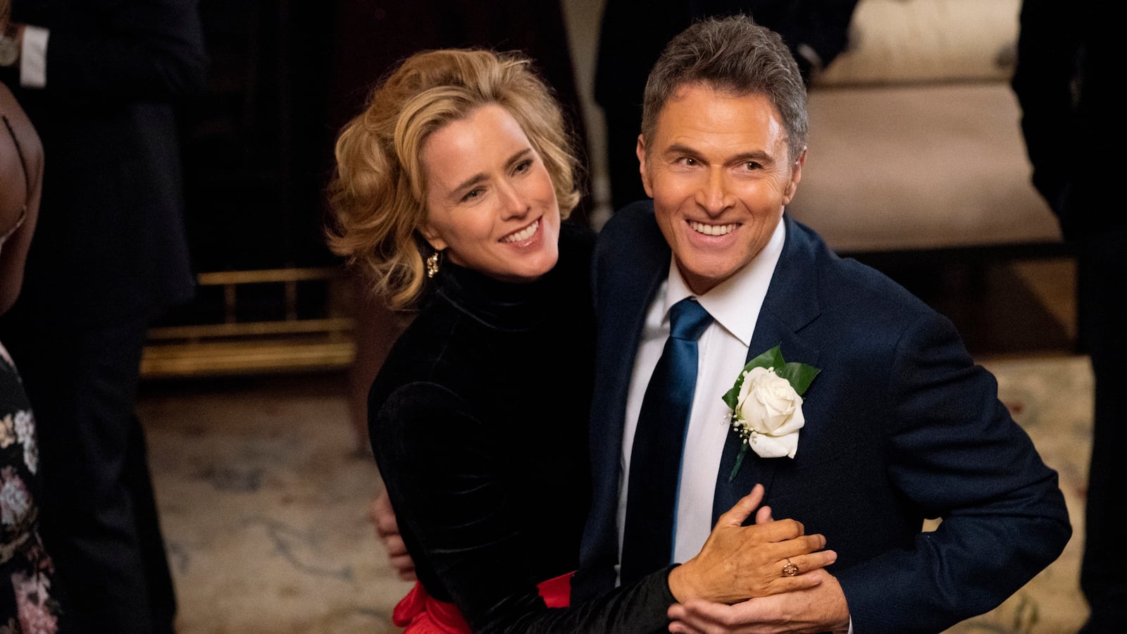 MONTREAL - OCTOBER 29: "Family Separation: Part 2" -- Elizabeth goes head to head with a U.S. governor over the state's new policy of separating unauthorized immigrants from their children. Also, she and Henry plan to renew their wedding vows, in a special two-part episode of MADAM SECRETARY, Sunday, Jan. 6 (10:00-11:00 PM, ET/PT) on the CBS Television Network. Pictured (L-R) Téa Leoni as Elizabeth McCord and Tim Daly as Henry McCord (Photo by Mark Schafer/CBS via Getty Images)