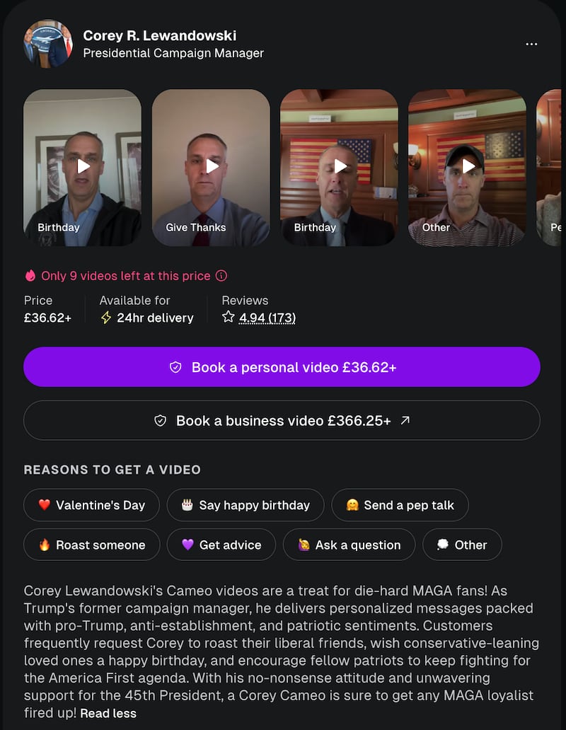 Lewandowski's Cameo account has proven controversial.