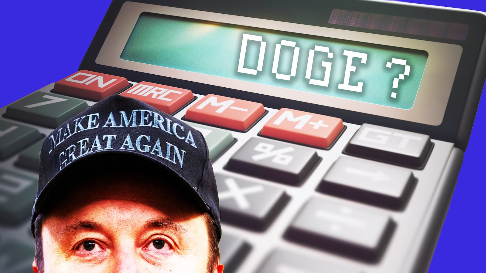 Elon Musk, DOGE calculator illustration