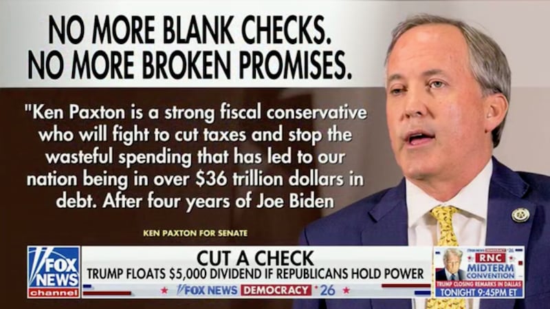 Republican Ken Paxton talks to Bret Baier on Fox News.