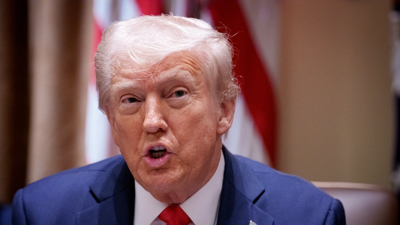President Donald Trump speaks during a Cabinet meeting at the White House on February 26, 2025 in Washington, DC.