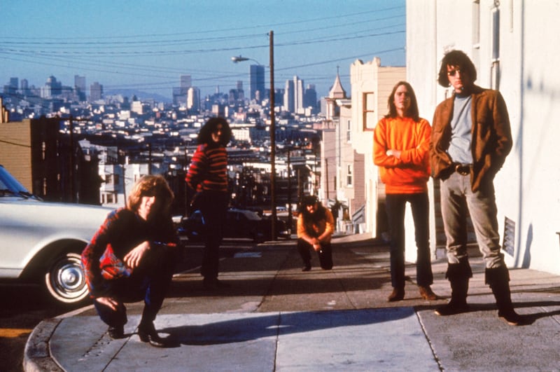 American psychedelic rock band The Grateful Dead pose on the corner of 20th and Connecticut in Potrero Hill, San Francisco, California, circa 1965. Left to right: Phil Lesh, Jerry Garcia (1942 - 1995), Ron 'Pigpen' McKernan (1946 - 1973), Bob Weir and Bill Kreutzmann. (Photo by Hulton Archive/Getty Images)
