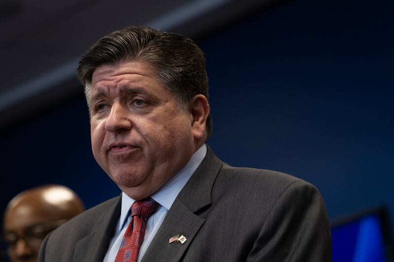 Illinois Gov. JB Pritzker speaks at a news conference