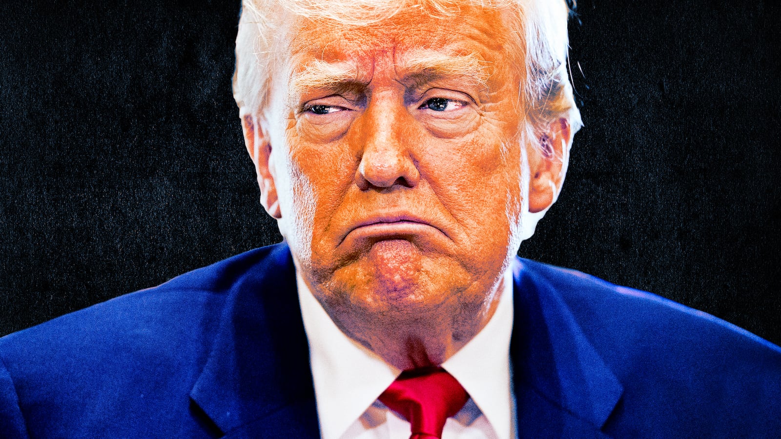 A photo illustration of a sad Donald Trump.