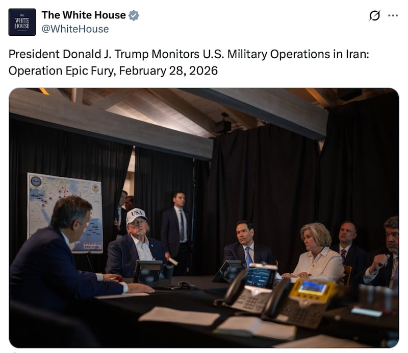 President Donald J. Trump Monitors U.S. Military Operations in Iran: Operation Epic Fury, February 28, 2026