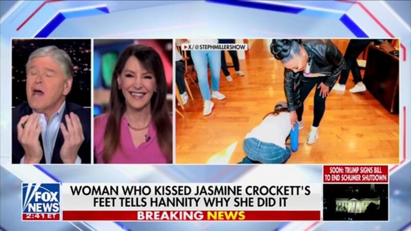 Hannity looked pained throughout the segment.