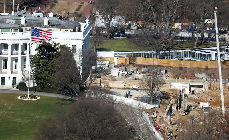 The construction of U.S.President Donald Trump's White House ballroom continues in Washington, D.C., U.S., January 12, 2026.