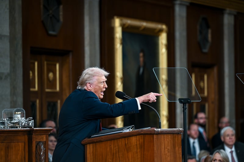 President Donald Trump delivers the State of the Union address during a joint session of Congress in the House Chamber at the Capitol on February 24, 2026 in Washington, DC.