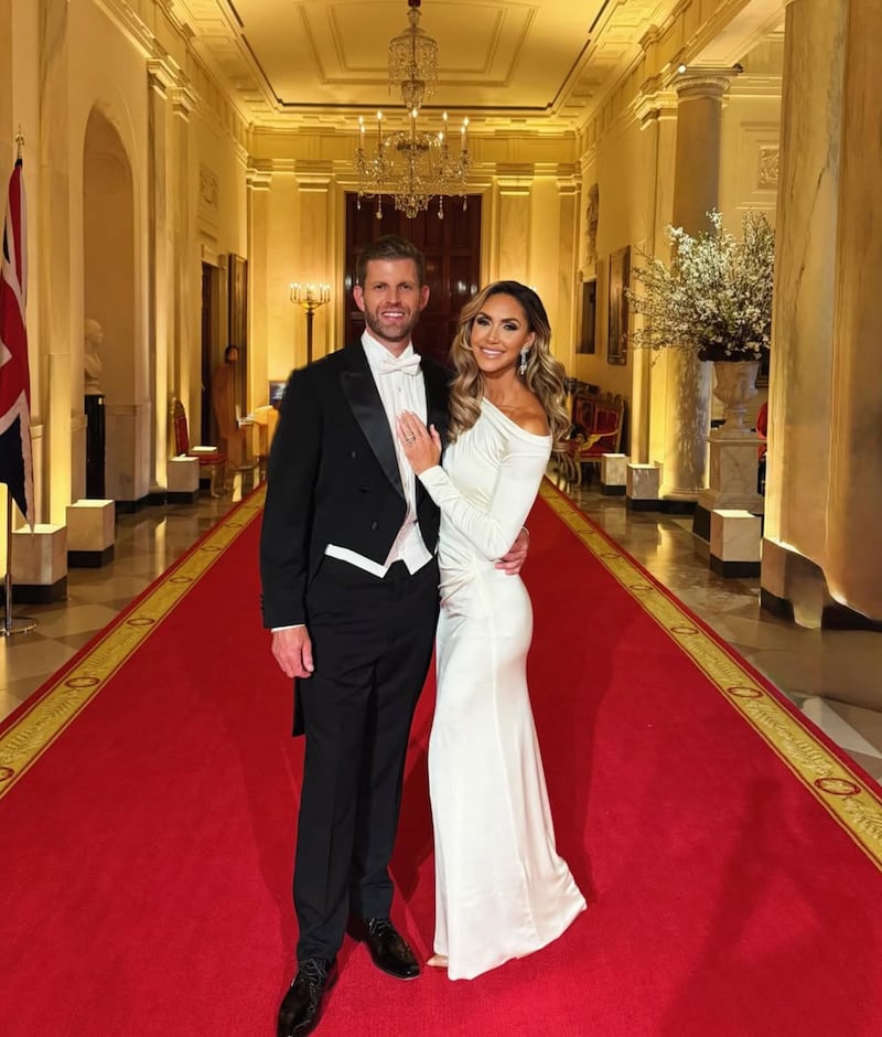 Lara Trump posed with her husband, Eric Trump, before the state dinner at the White House.