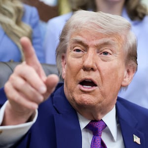 Donald Trump speaks during a maternal health event in the Oval Office at the White House.