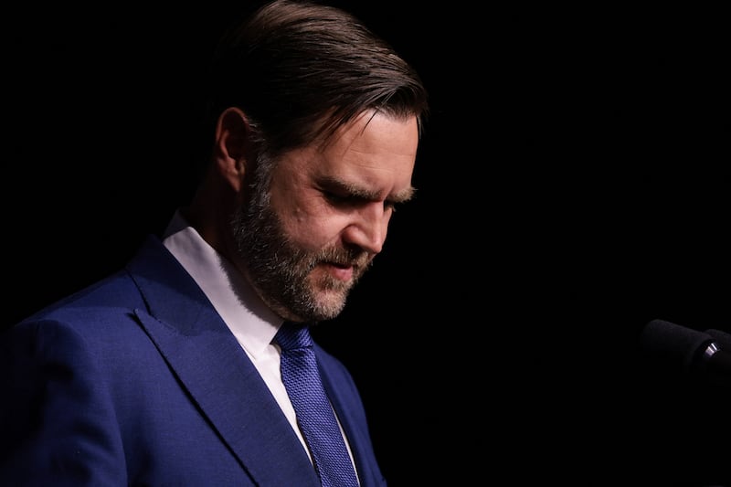 U.S. Vice President JD Vance delivers remarks at a Day of Friendship event with Hungarian Prime Minister Viktor Orban at MTK Sportpark in Budapest, Hungary, April 7, 2026. REUTERS/Jonathan Ernst/Pool