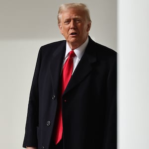 WASHINGTON, DC - JANUARY 21: U.S. President Donald Trump speaks briefly with reporters after returning to the White House after attending the National Prayer Service at the National Cathedral on January 21, 2025 in Washington, DC. Tuesday marks the first full day Trump's second term in the White House. (Photo by Chip Somodevilla/Getty Images)